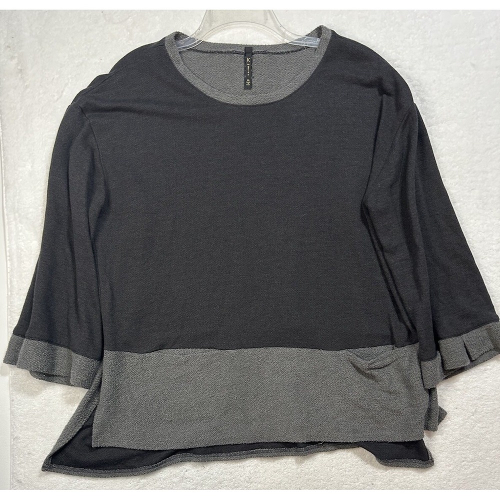 IC by Connie K Womens Size XL Gray 3/4 Sleeve Front Pocket Pullover Top (M6)